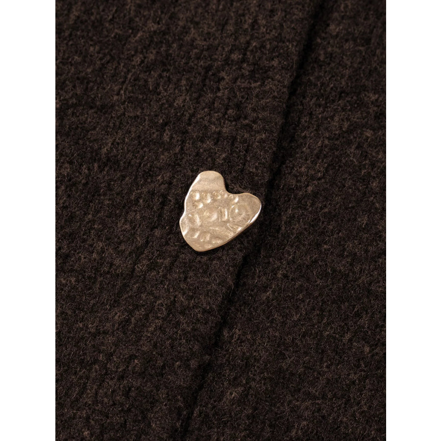 Heart Metal Button V Neck Cardigan Sweater Apparel and Accessories