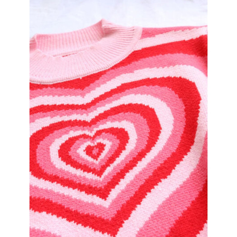 Heart Mock Neck Long Sleeve Sweater Apparel and Accessories