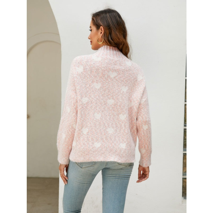 Heart Mock Neck Sweater