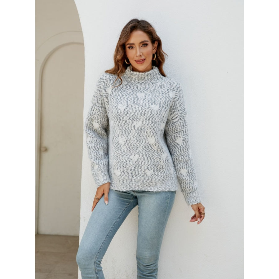 Heart Mock Neck Sweater