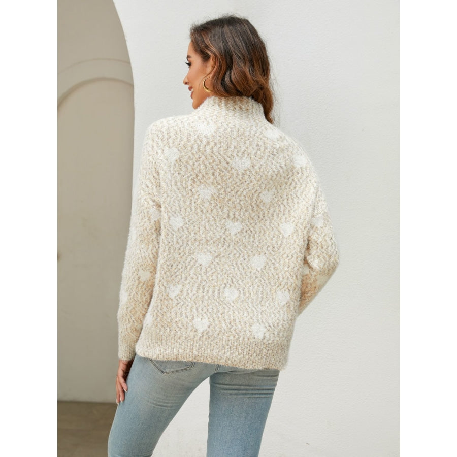 Heart Mock Neck Sweater