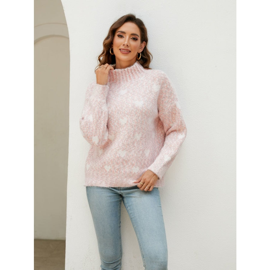 Heart Mock Neck Sweater