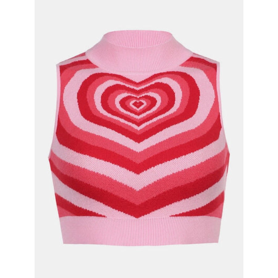 Heart Mock Neck Sweater Vest Apparel and Accessories