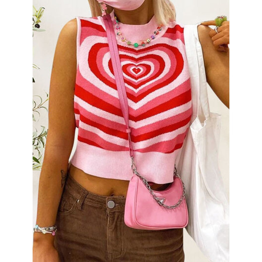 Heart Mock Neck Sweater Vest Apparel and Accessories