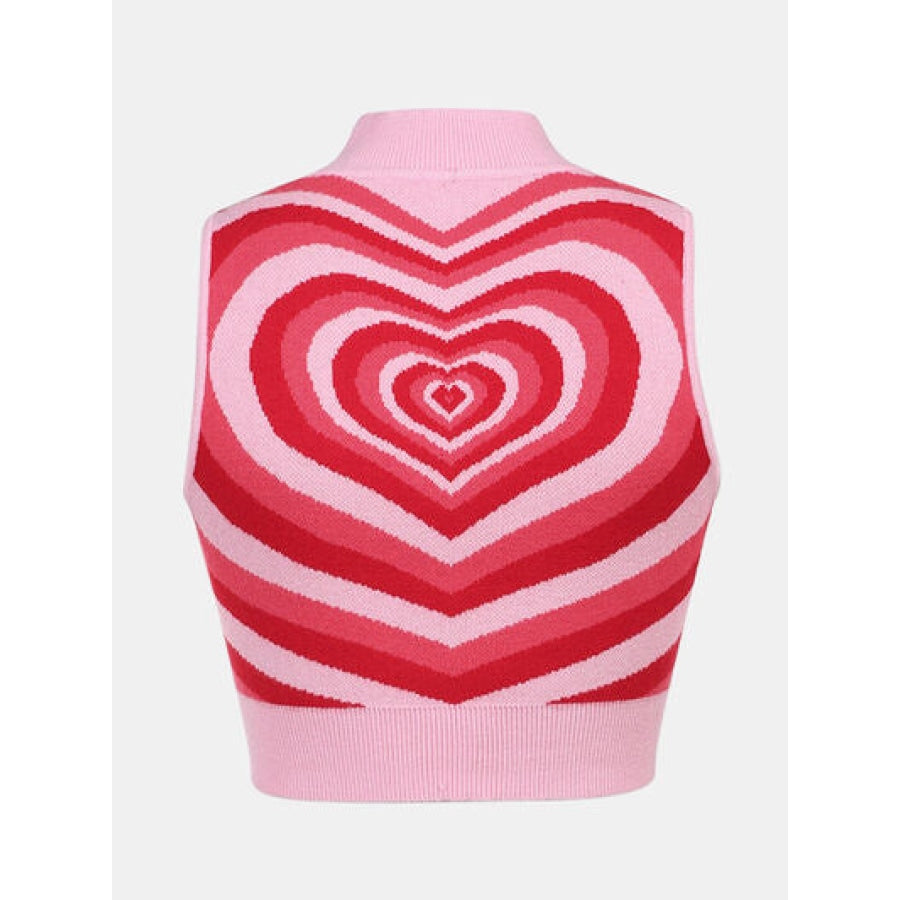 Heart Mock Neck Sweater Vest Apparel and Accessories