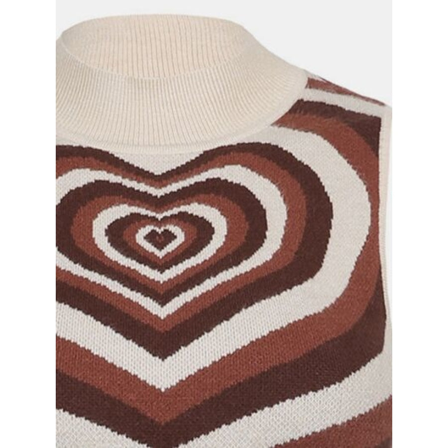 Heart Mock Neck Sweater Vest Apparel and Accessories