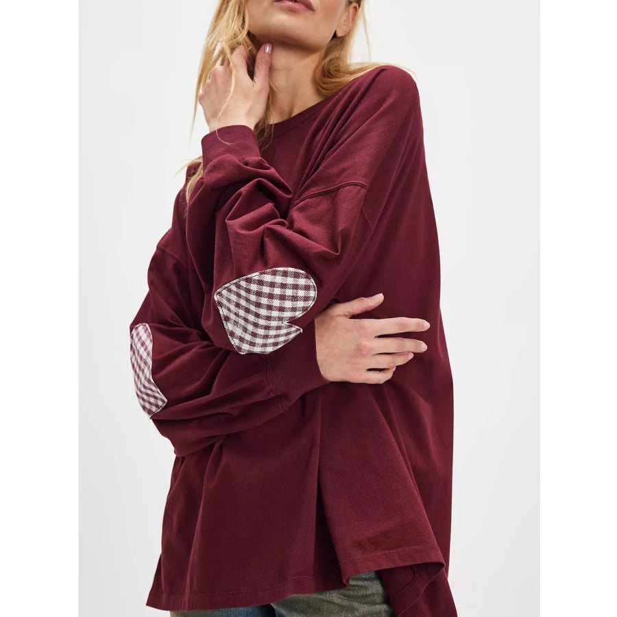Heart Patch Long Sleeve Sweatshirt Apparel and Accessories