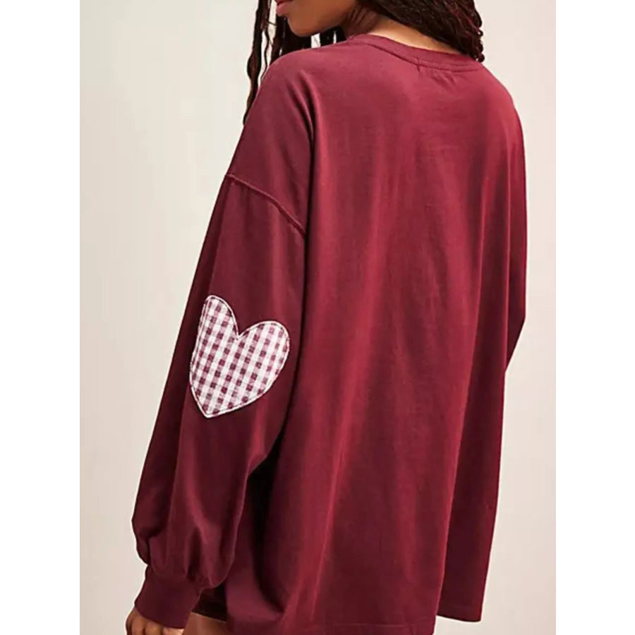 Heart Patch Long Sleeve Sweatshirt Apparel and Accessories