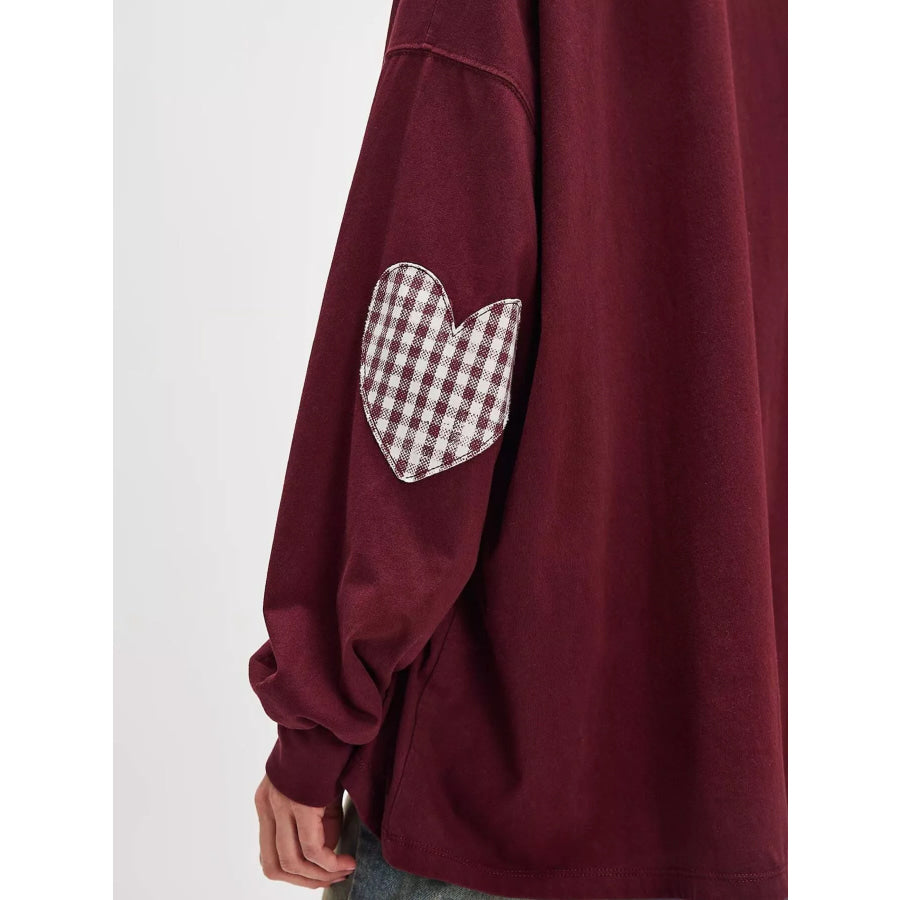 Heart Patch Long Sleeve Sweatshirt Apparel and Accessories