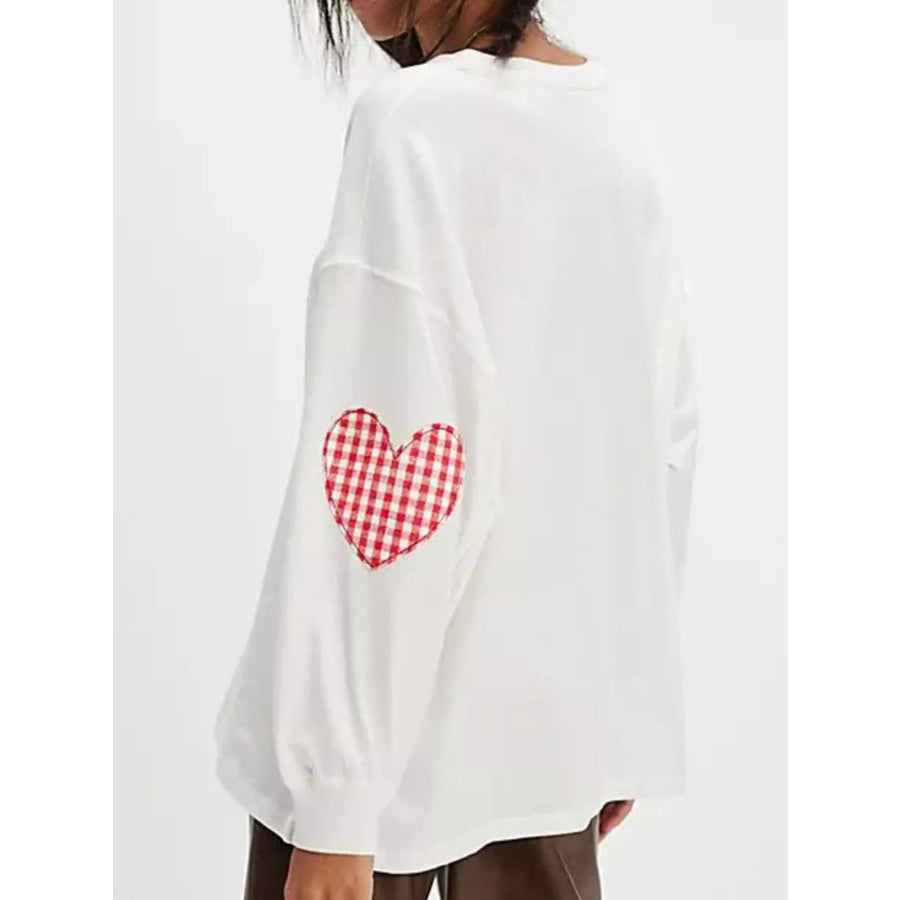 Heart Patch Long Sleeve Sweatshirt Apparel and Accessories