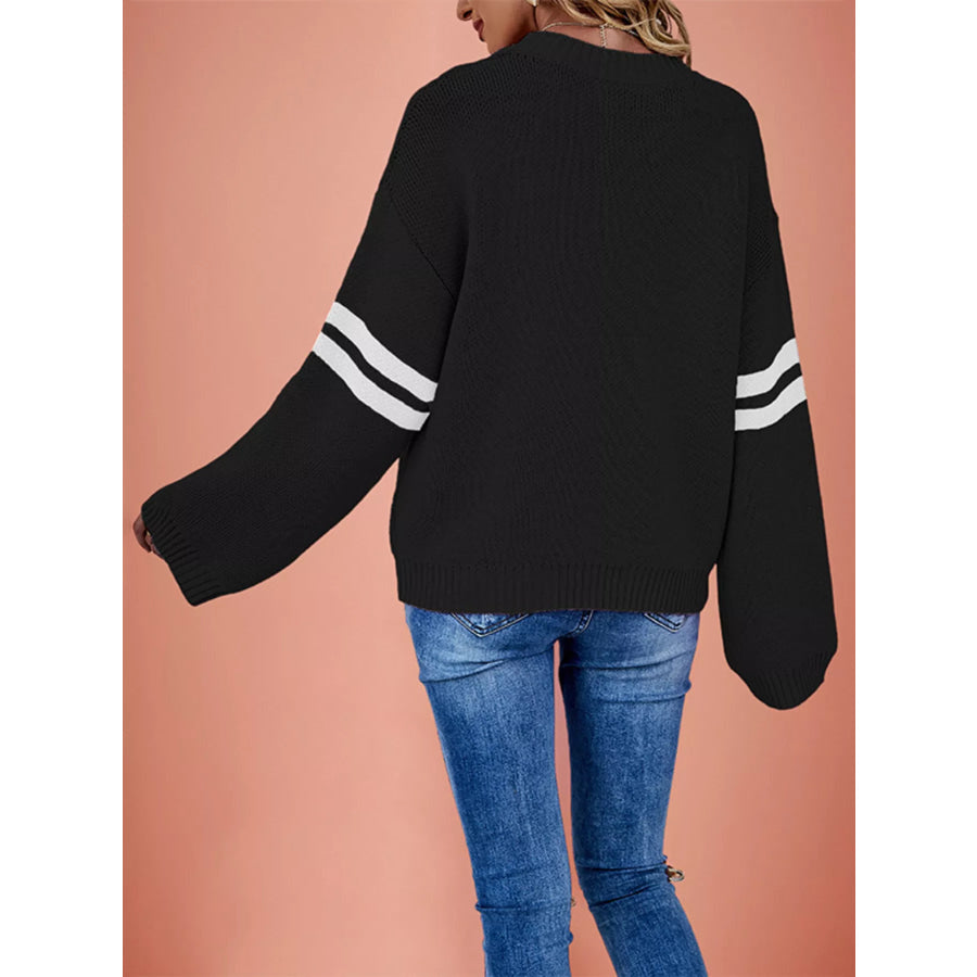Heart Pattern Dropped Shoulder Sweater Apparel and Accessories