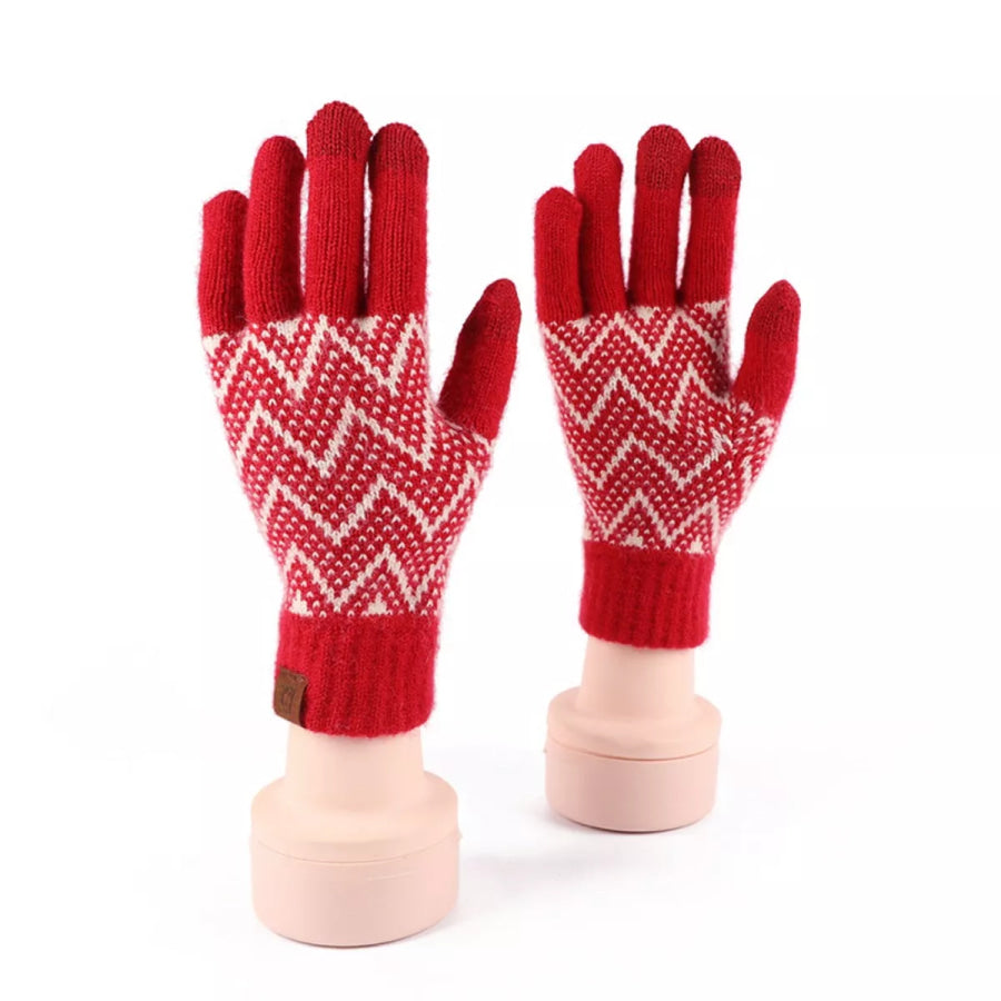Heart Pattern Knitted Touchscreen Gloves Style B / One Size Apparel and Accessories