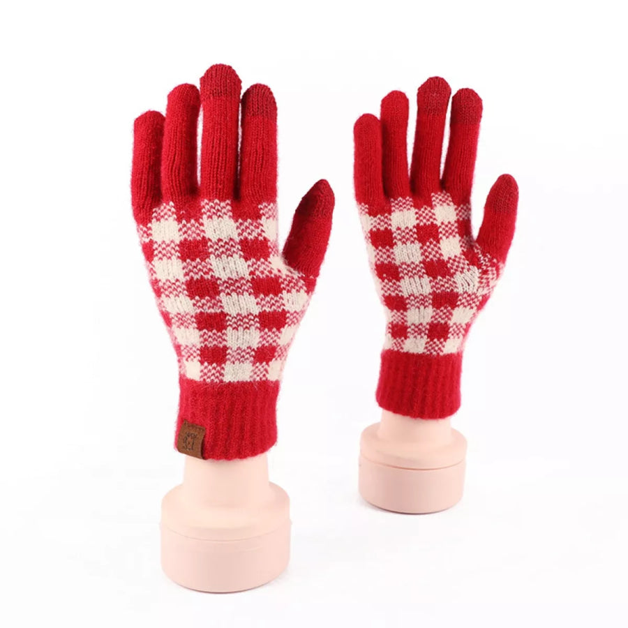 Heart Pattern Knitted Touchscreen Gloves Style D / One Size Apparel and Accessories