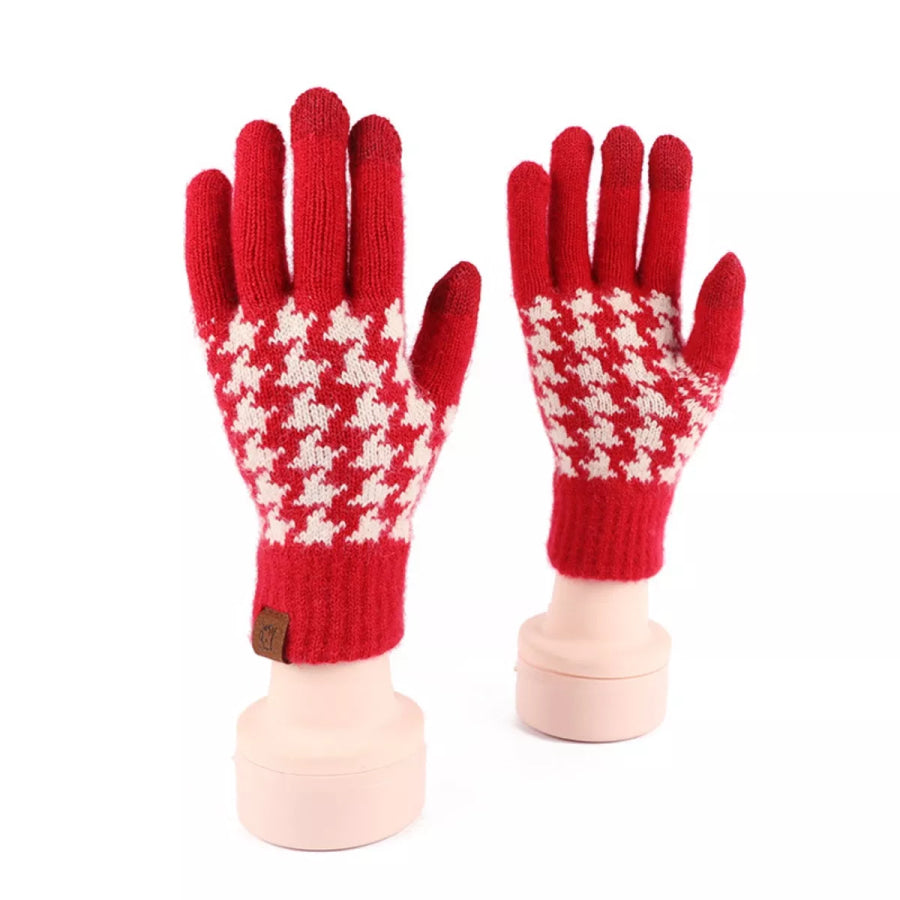 Heart Pattern Knitted Touchscreen Gloves Style E / One Size Apparel and Accessories