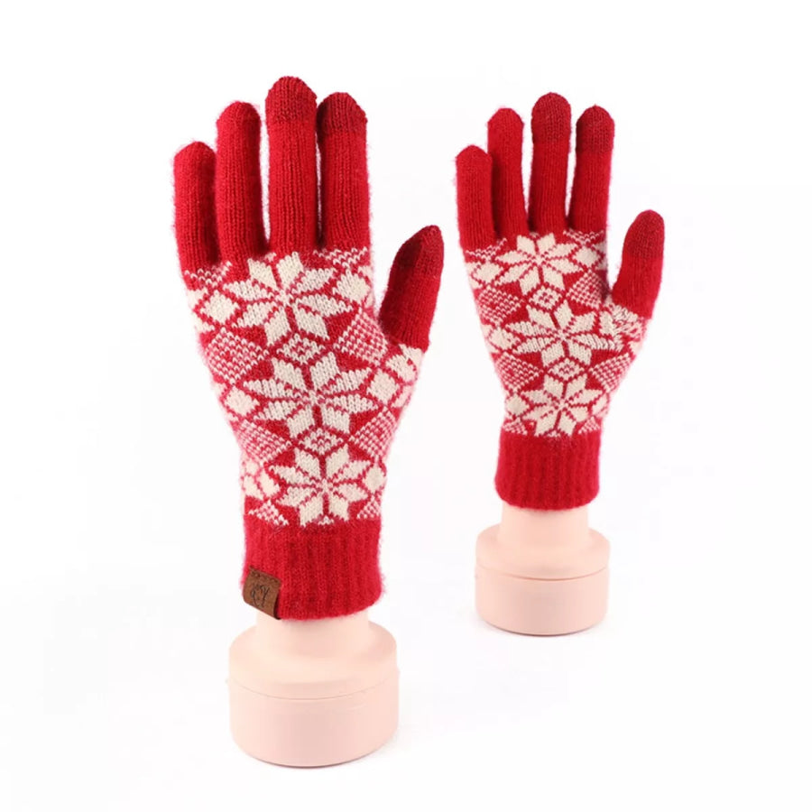 Heart Pattern Knitted Touchscreen Gloves Style F / One Size Apparel and Accessories