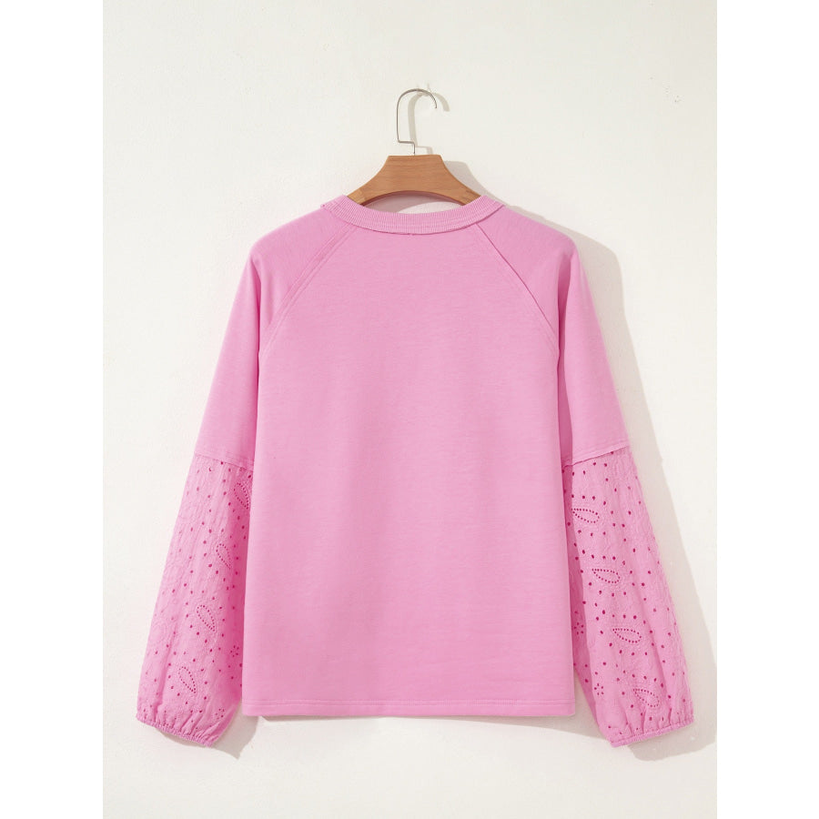 Heart Pattern Long Sleeve Patchwork Top Apparel and Accessories