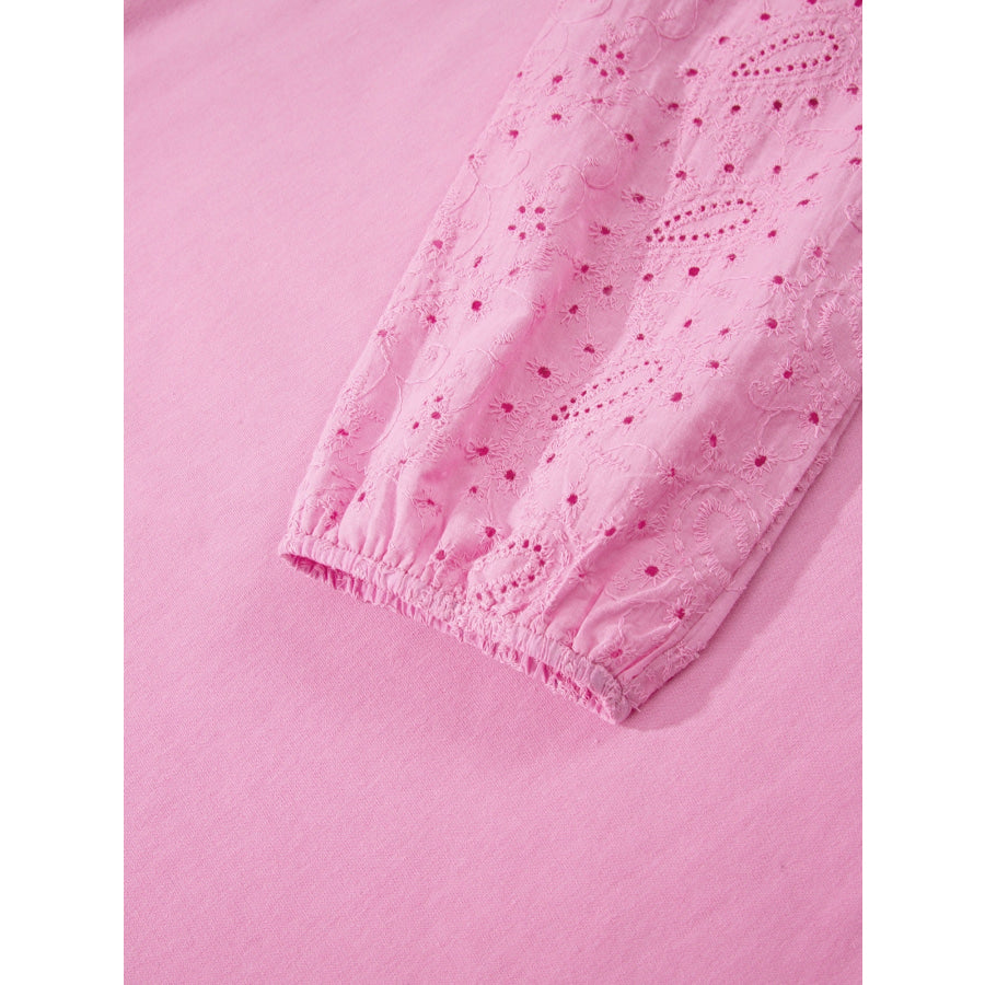 Heart Pattern Long Sleeve Patchwork Top Apparel and Accessories