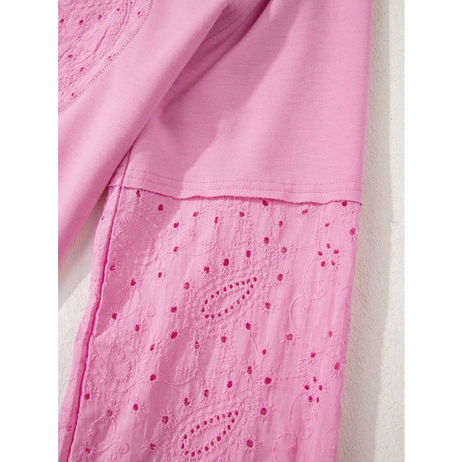 Heart Pattern Long Sleeve Patchwork Top Apparel and Accessories