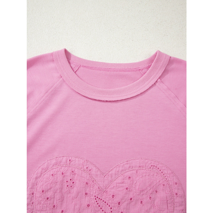 Heart Pattern Long Sleeve Patchwork Top Apparel and Accessories