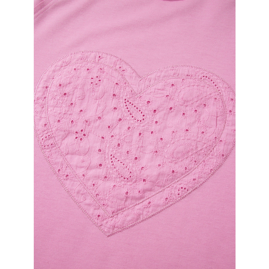 Heart Pattern Long Sleeve Patchwork Top Apparel and Accessories