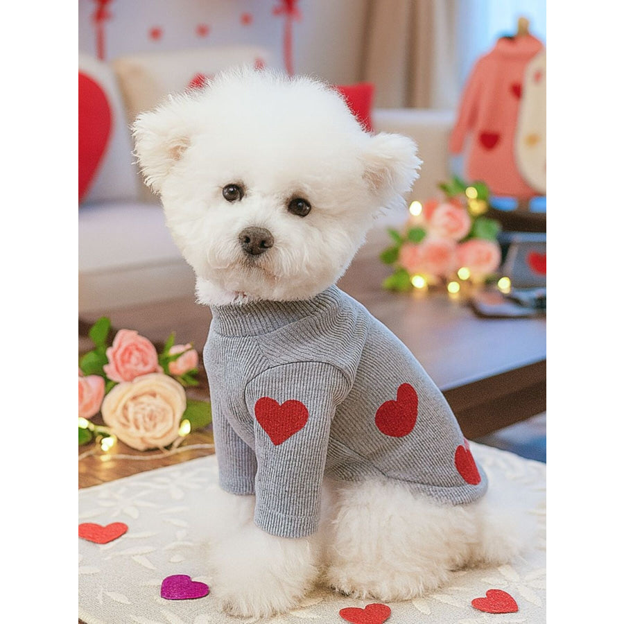 Heart Pattern Pet Sweater Gray / XS Apparel and Accessories
