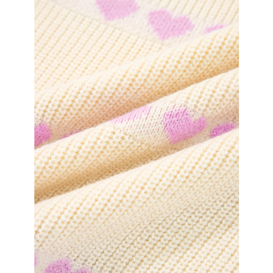 Heart Pattern Valentine Ribbed Knit Sweater Apparel and Accessories
