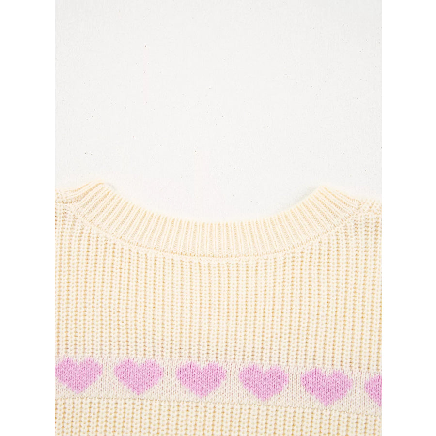 Heart Pattern Valentine Ribbed Knit Sweater Apparel and Accessories