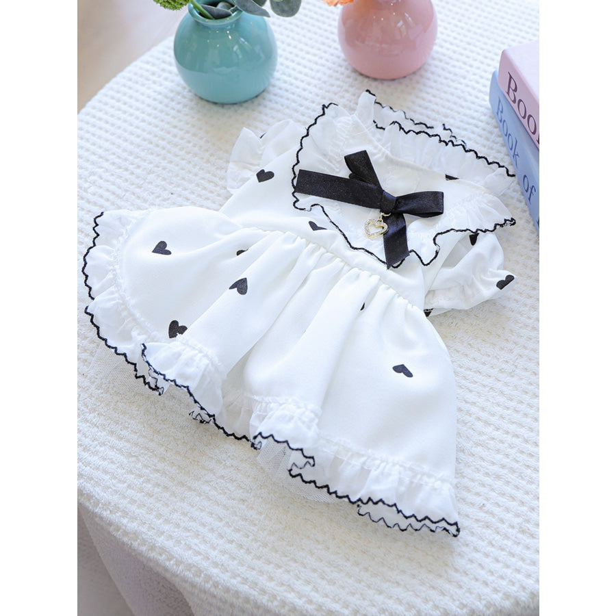 Heart-Patterned Bowknot Pet Dress Apparel and Accessories