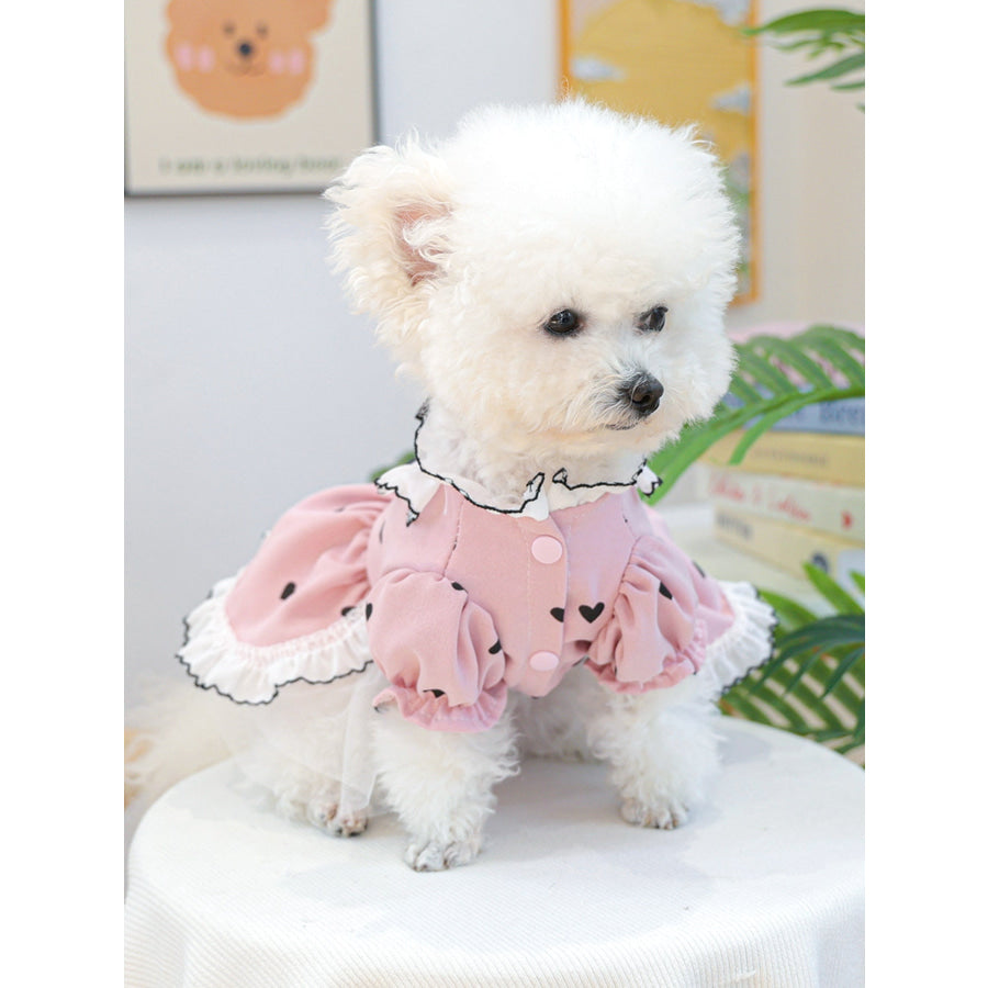Heart-Patterned Bowknot Pet Dress Apparel and Accessories