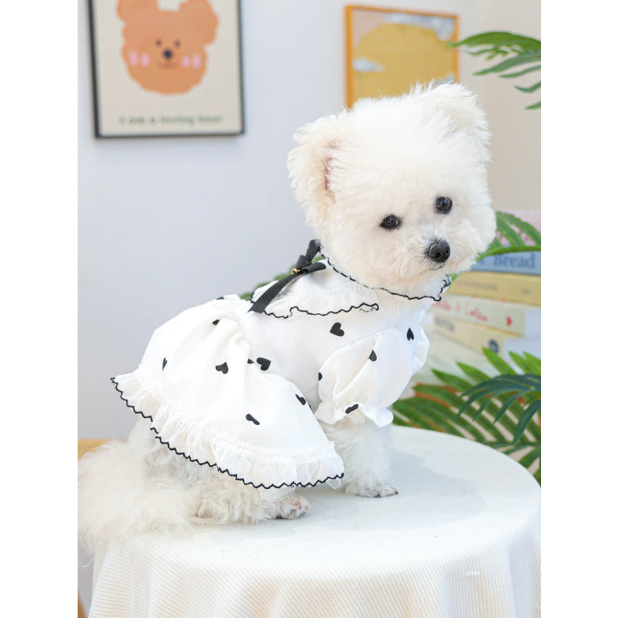 Heart-Patterned Bowknot Pet Dress Apparel and Accessories