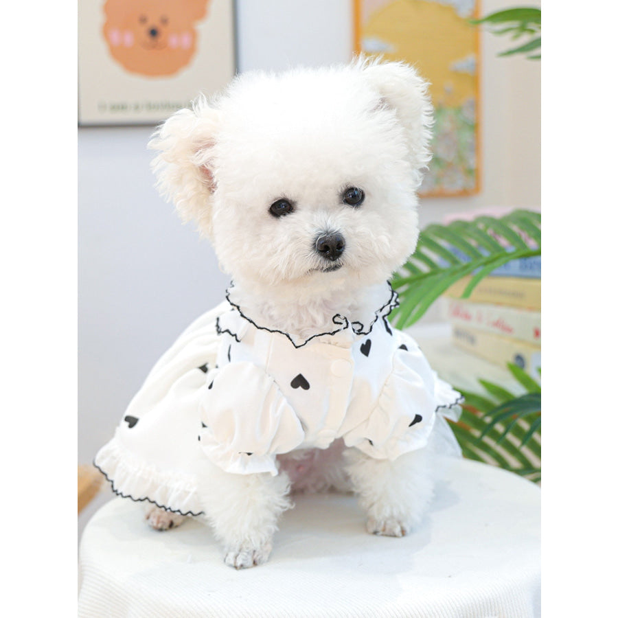 Heart-Patterned Bowknot Pet Dress Apparel and Accessories