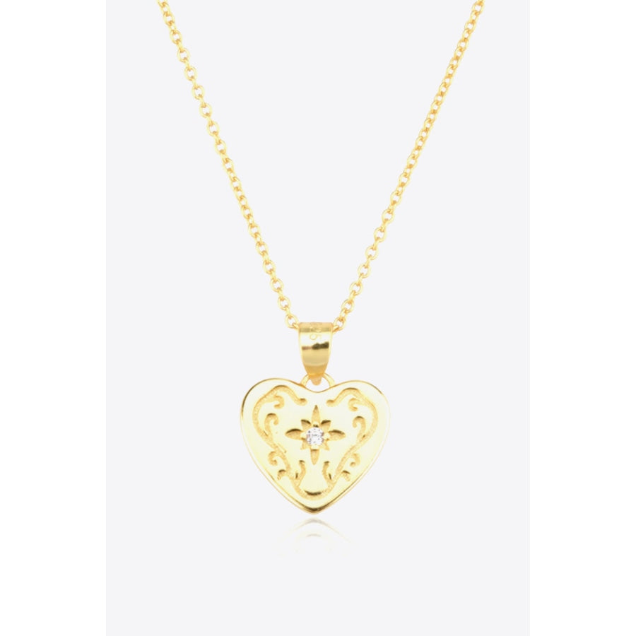 Heart Pendant 925 Sterling Silver Necklace Gold / One Size