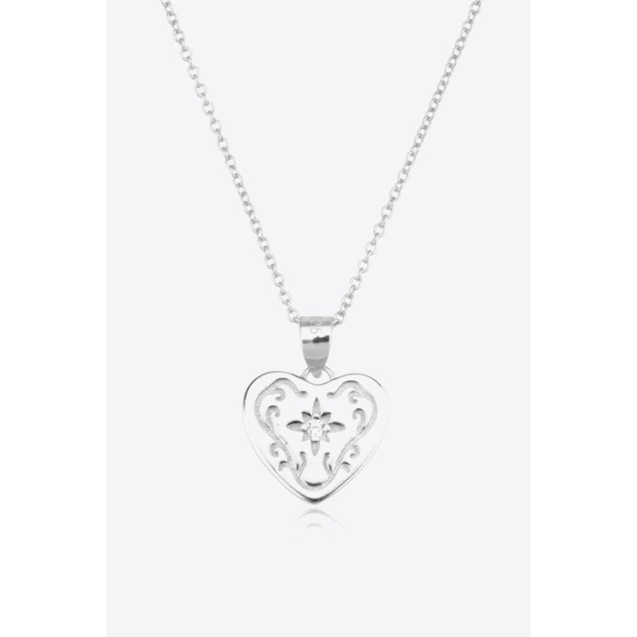 Heart Pendant 925 Sterling Silver Necklace Silver / One Size