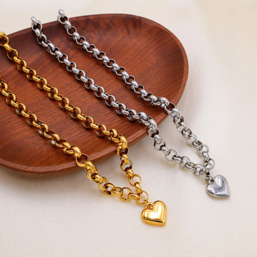 Heart Pendant Toggle Clasp Chain Necklace Apparel and Accessories