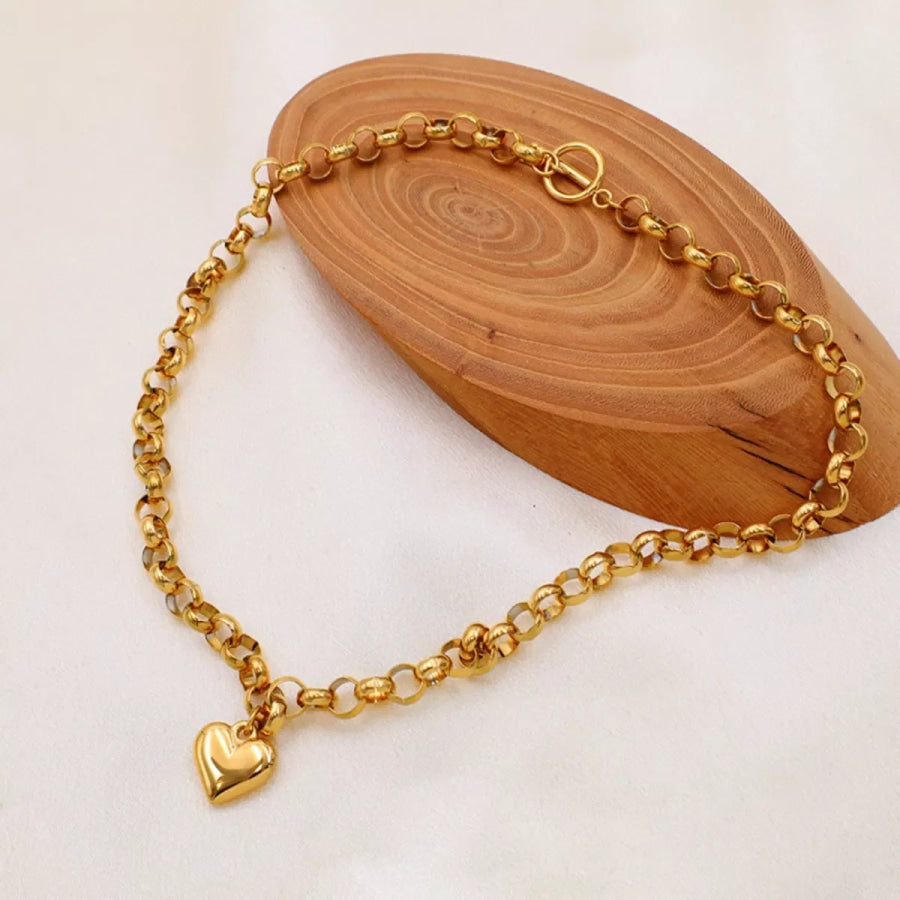 Heart Pendant Toggle Clasp Chain Necklace Apparel and Accessories