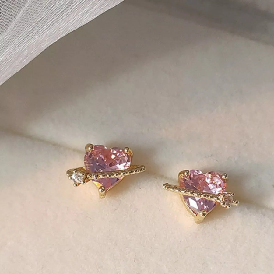 Heart Planet Stud Earrings Blush Pink / One Size Apparel and Accessories