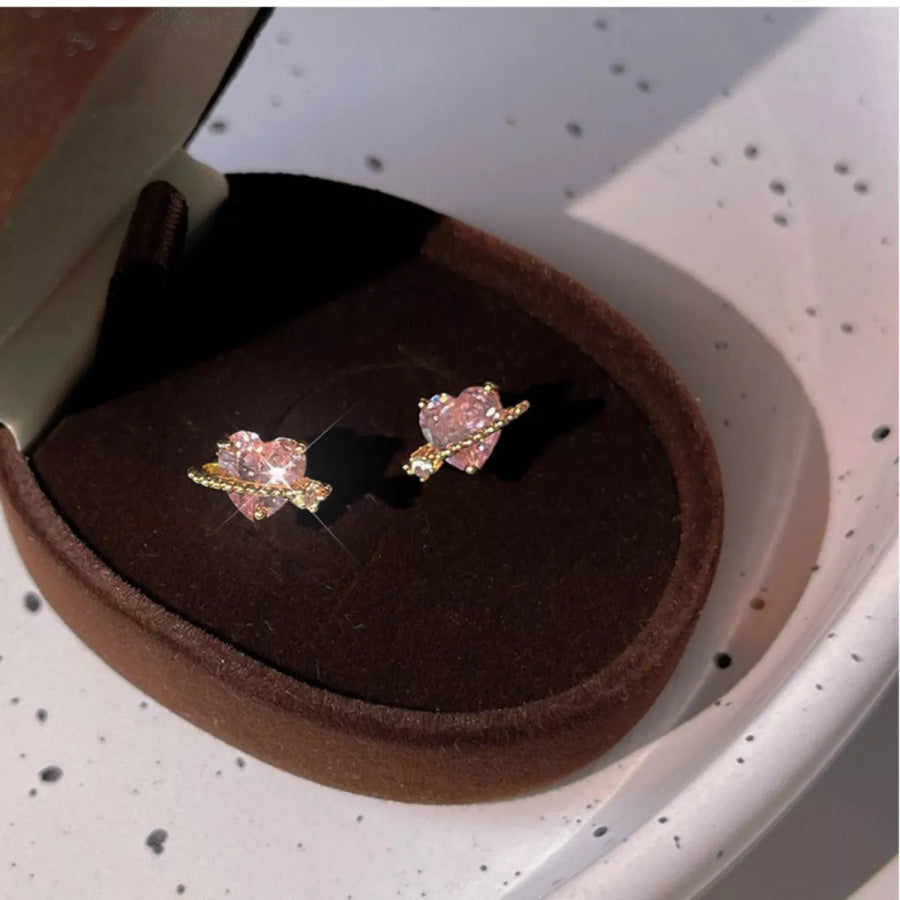 Heart Planet Stud Earrings Blush Pink / One Size Apparel and Accessories