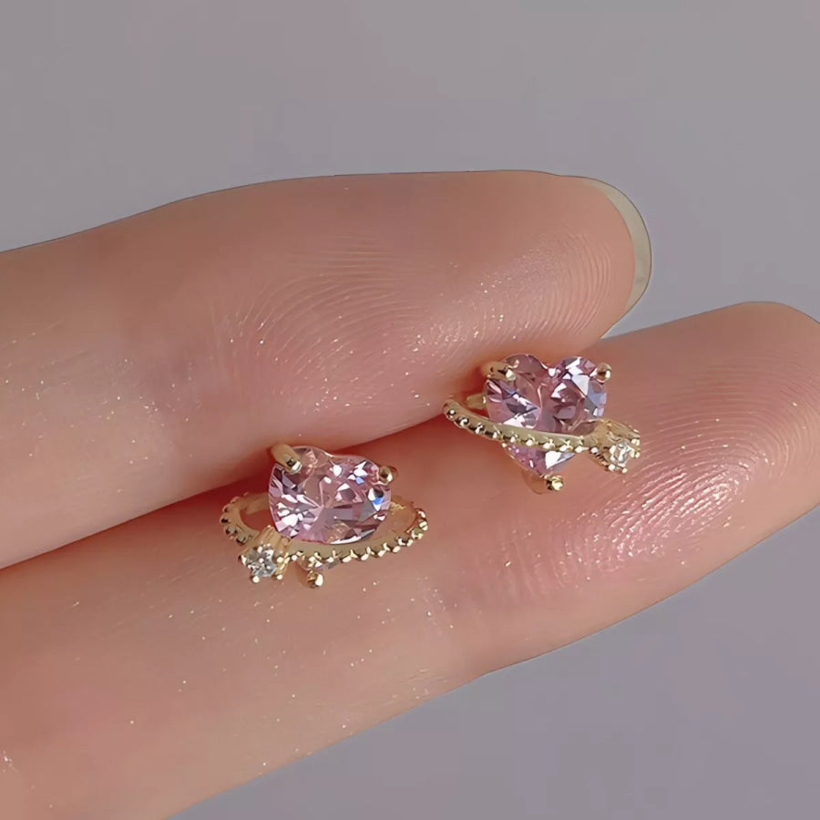 Heart Planet Stud Earrings Blush Pink / One Size Apparel and Accessories