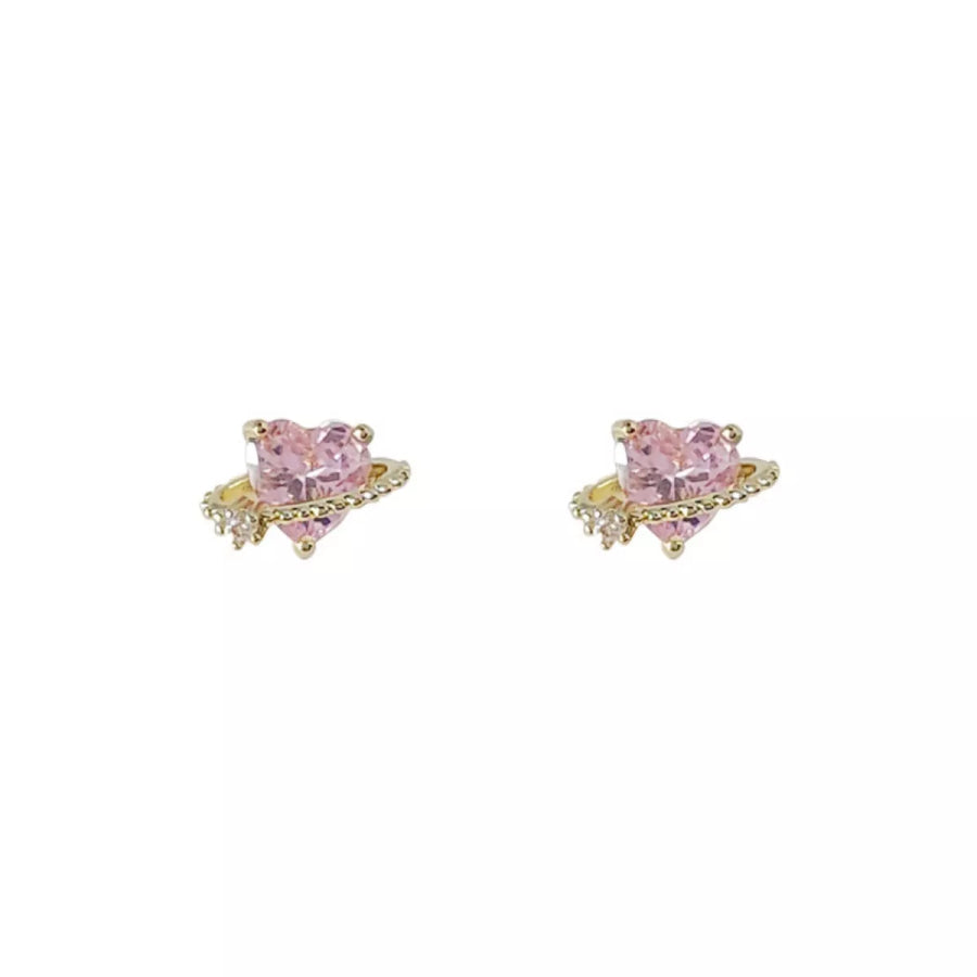 Heart Planet Stud Earrings Blush Pink / One Size Apparel and Accessories