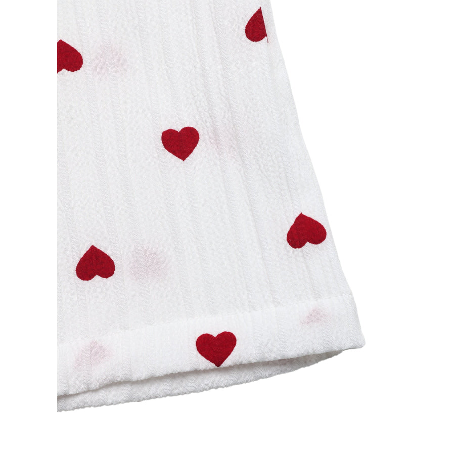 Heart Print Drawstring Waist Wide Leg Pants Apparel and Accessories