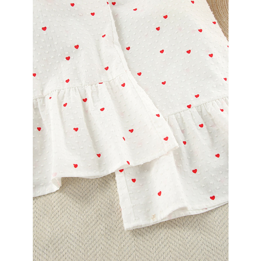Heart Print Long Sleeve and Pants Lounge Set Apparel Accessories