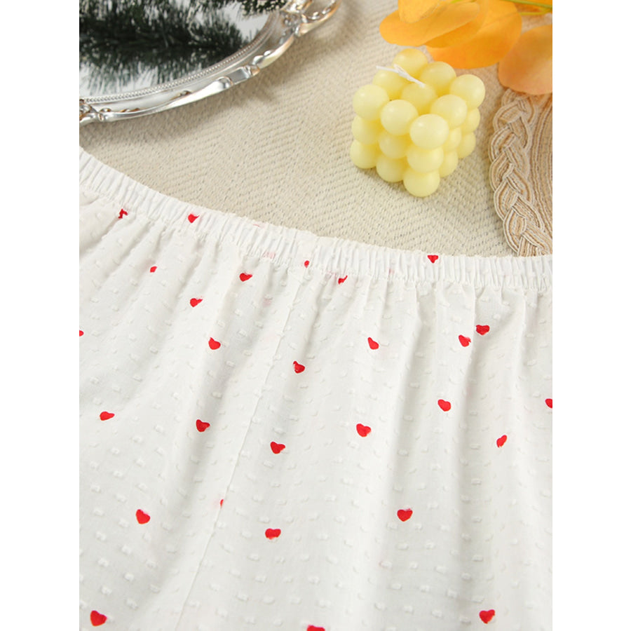 Heart Print Long Sleeve and Pants Lounge Set Apparel Accessories