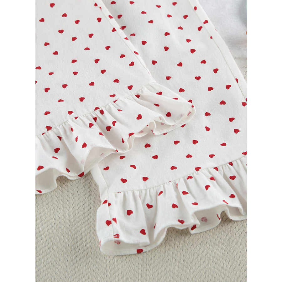Heart Print Long Sleeve Top and Pants Lounge Set Apparel and Accessories
