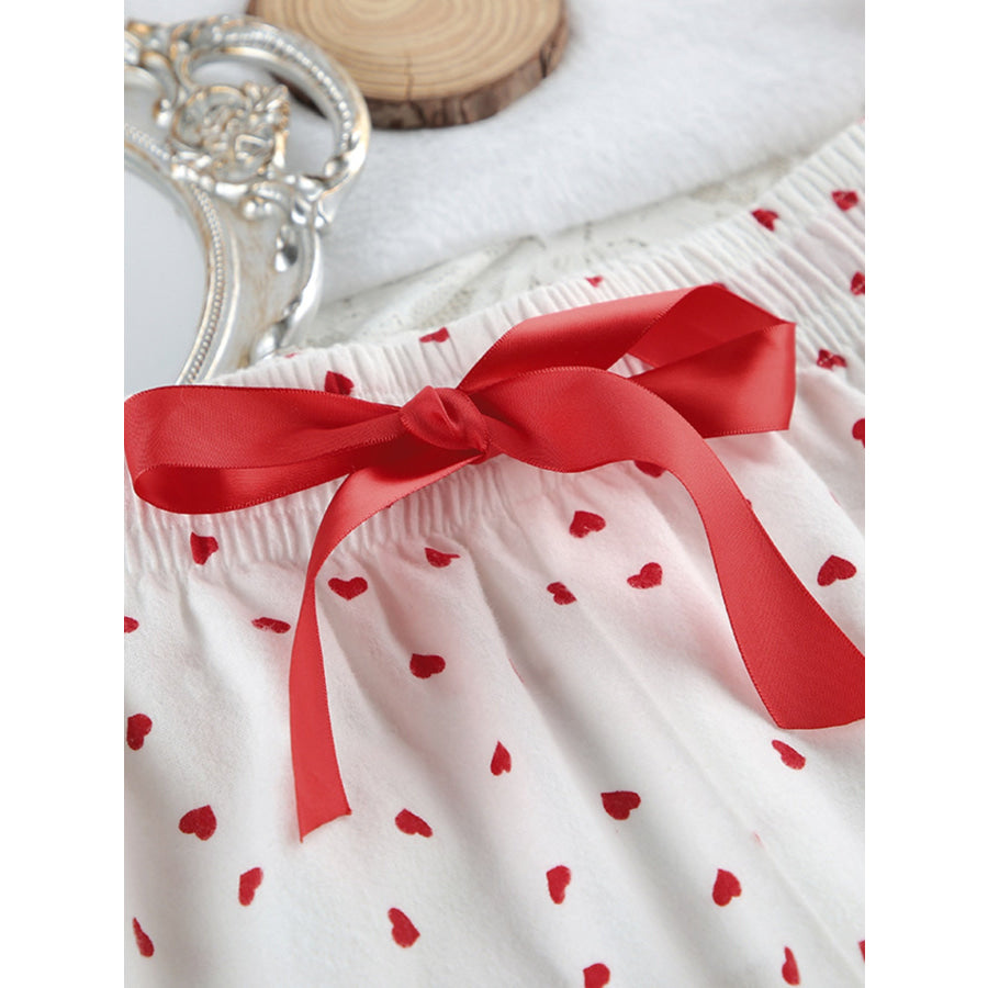 Heart Print Long Sleeve Top and Pants Lounge Set Apparel and Accessories