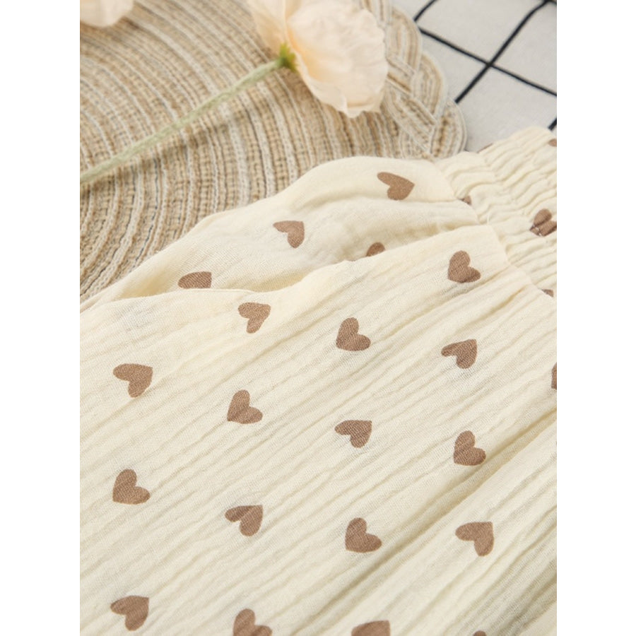 Heart Print Three-Piece Lounge Set Apparel and Accessories