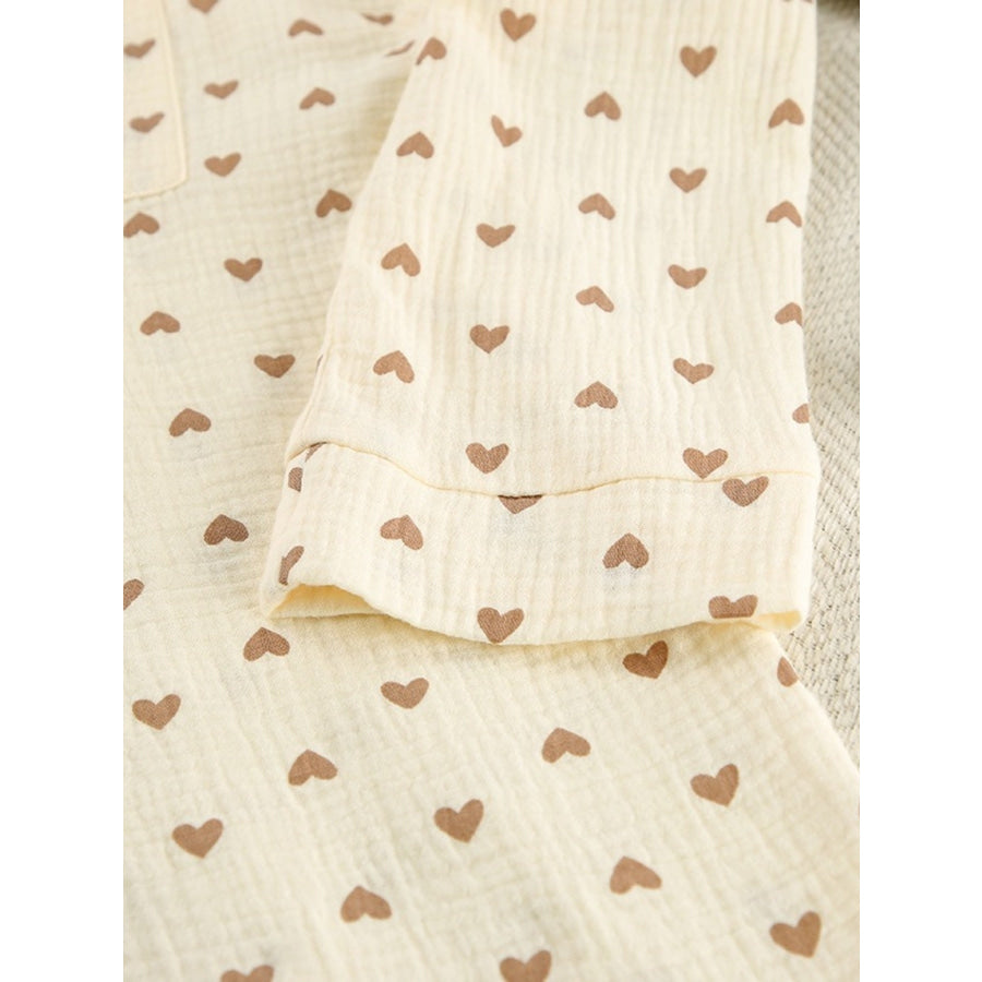 Heart Print Three-Piece Lounge Set Apparel and Accessories