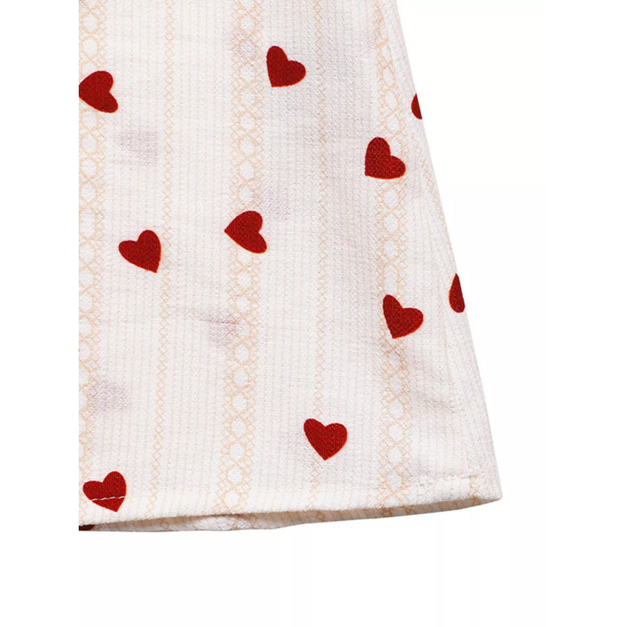 Heart Print Tie Shoulder A-Line Mini Dress Apparel and Accessories