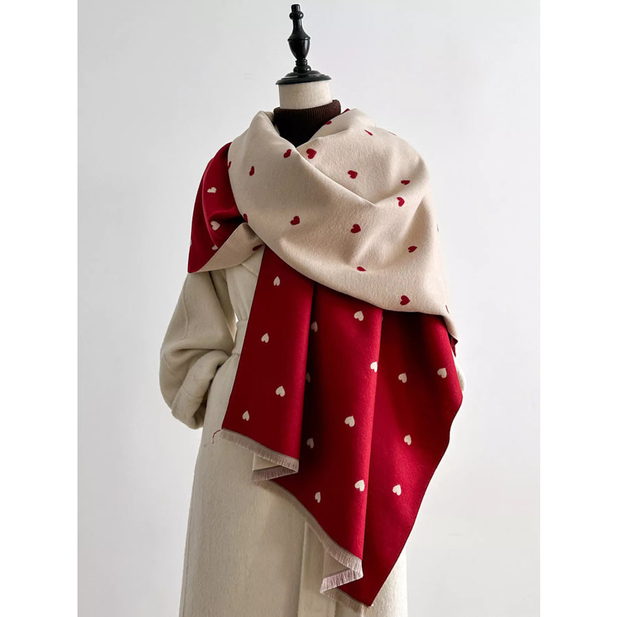 Heart Raw Hem Scarf Apparel and Accessories