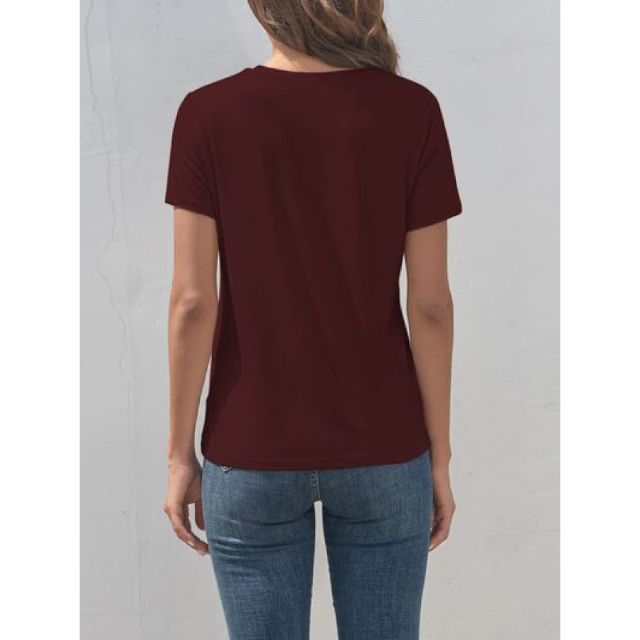 Heart Round Neck Short Sleeve T - Shirt Apparel and Accessories