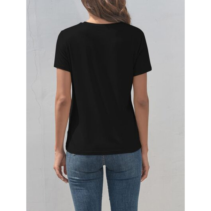 Heart Round Neck Short Sleeve T - Shirt Apparel and Accessories